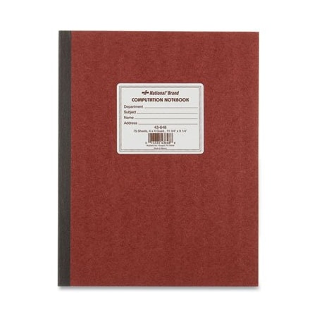 Rediform Office Product Nat'lBrand, COMPUTATION NOTEBOOK, 4 SQ/IN QUADRILLE RULE, 11.75 X 9.25, GREEN TINT, 75PK 43648